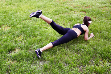 Exercising on lawn