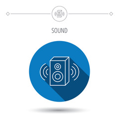 Sound icon. Musical speaker sign.