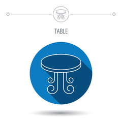 Vintage table icon. Furniture desk sign.