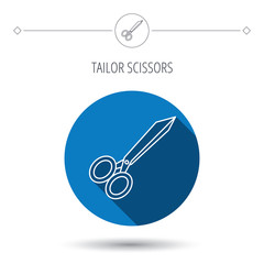 Tailor scissors icon. Hairdressing sign.