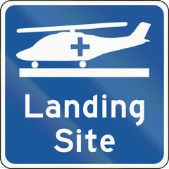 Road sign in Canada - Helicopter Landing Site. This sign is used in Ontario