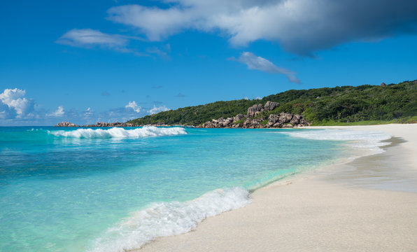 Grand Anse tropical beach, La Digue island, Seychelles © javarman