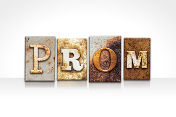 Prom Letterpress Concept Isolated on White