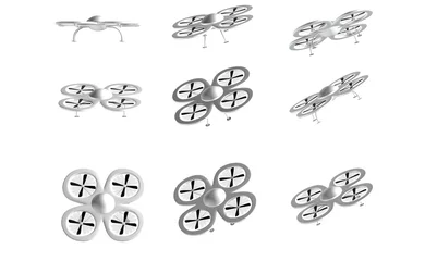 Fototapeten moderne vliegende drone met vier propellors © emieldelange