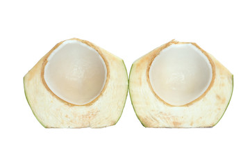Young coconut isolated on white background