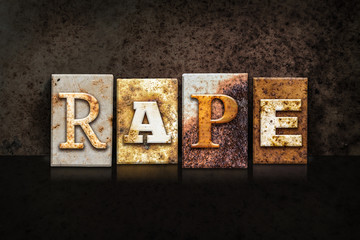 Rape Letterpress Concept on Dark Background