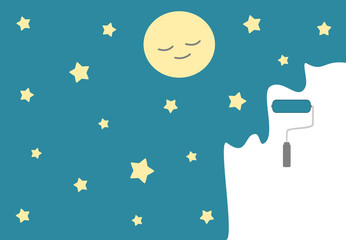 paint your night cute cartoon concept vector illustration