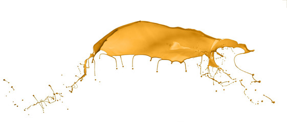 splash of orange paint isolated on white background