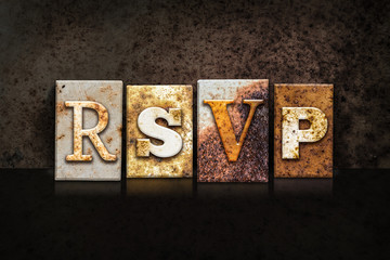 RSVP Letterpress Concept on Dark Background