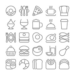 food and drinks outline icons