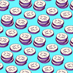 Sketch sliced eggplant in vintage style