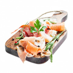 Prosciutto Ham with Rosemary and Pepper Spice Isolated