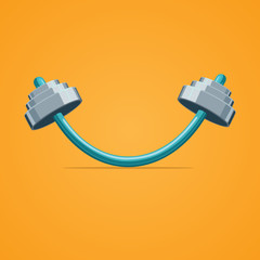The rod bent in the shape of a smile. Vector illustration .
