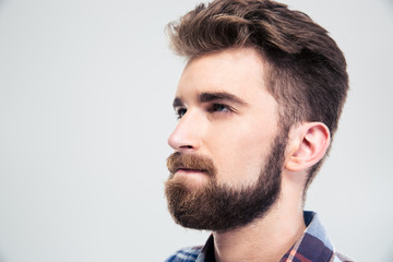 Obraz premium Closeup portrait of a pensive man looking up