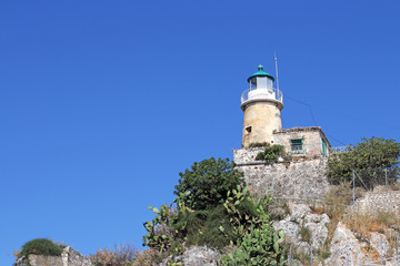 Fototapeta na wymiar lighthouse old fortress Corfu island Greece