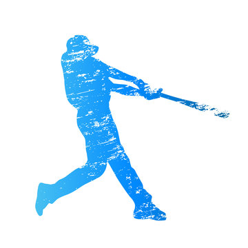 Scratched vector silhouette of baseball player