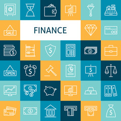 Vector Flat Line Art Modern Finance Money and Banking Business 