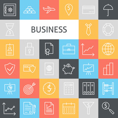 Vector Flat Line Art Modern Business Icons Set