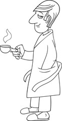 man with coffee caricature