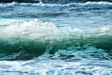 Stormy sea waves - blue and green background