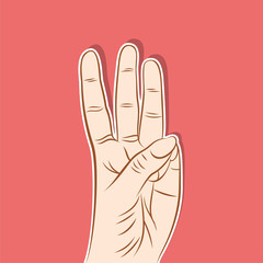 three finger pointing up or count number three by finger design