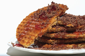 crunchy wafer chocolate syrup