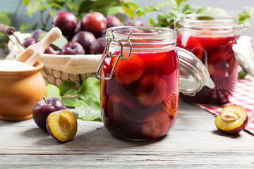 Homemade plum compote