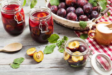 Homemade plum compote