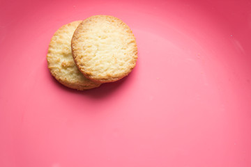 A Sweet Butter Cookie on the plastic plate for background