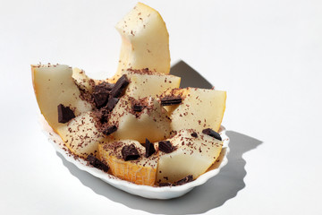 melon dessert with chocolate