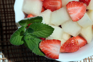fruit salad strawberries melon