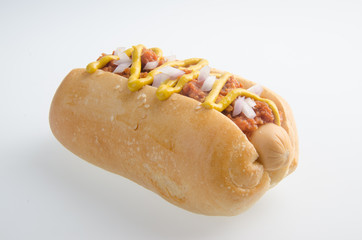 Hot dog on the white background