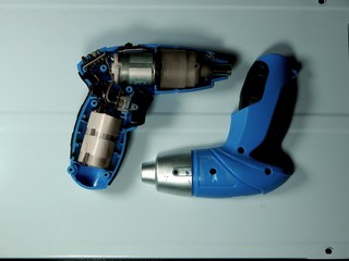 Disassembled electric screwdriver cutaway