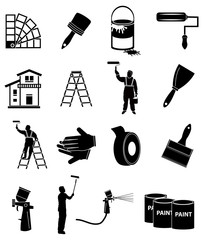 House painter icons set