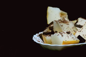 melon dessert with chocolate