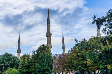 Fototapeta na wymiar View on minarets in Istanbul