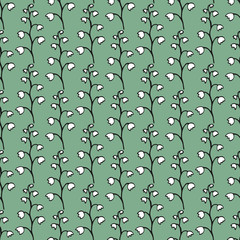 Seamless pattern with lily valley flowers. Vector illustration.