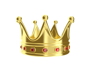 Golden crown. The image contains ACCURATE CLIPPING PATH for the graphic editor so that you can easily change the background color while preserving reflections and shadows.
