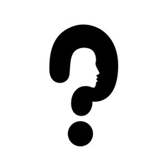 question mark head black symbol vector