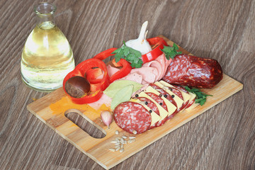 smoked sausage sliced green peppers