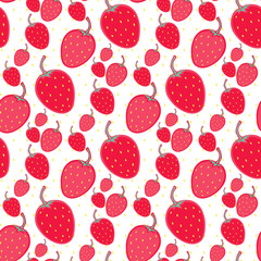 Seamless vector strawberry pattern. Healthy berries on white background. Summer seamless texture