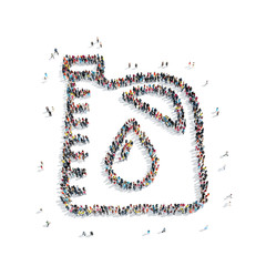 people in the shape of a canister with machine oil