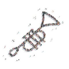 people in the shape of a horn, music