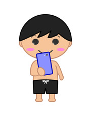 水着少年　笑顔