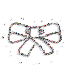 people in the shape of a bow tie.