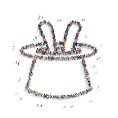 people in the shape of a magic hat