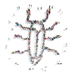 people in the shape of a beetle