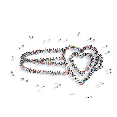 people in the shape of a ring, heart