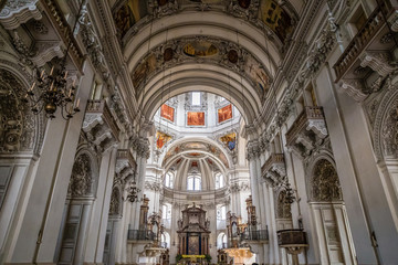 Fototapeta premium Colorful main nave of Salzburg cathedral-Austria