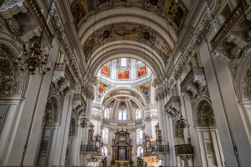 Colorful main nave of Salzburg cathedral-Austria